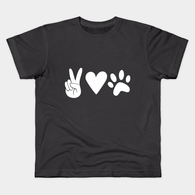 Peace Love Paw Kids T-Shirt by la'lunadraw